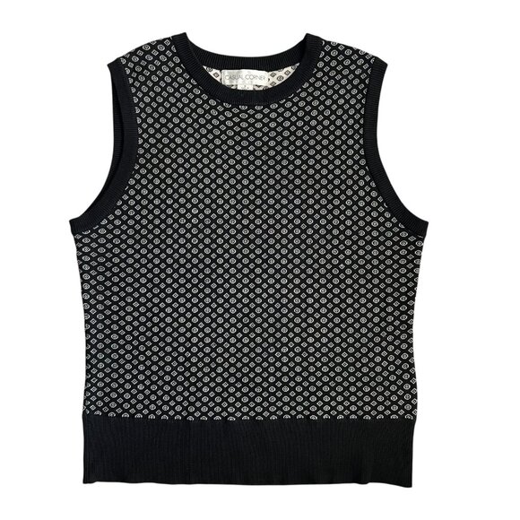 Vintage Womens Silk Blend Sleeveless Sweater Black M Tomboy Femme Grandpa Preppy - Picture 1 of 7